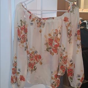 Off the shoulder floral long sleeve